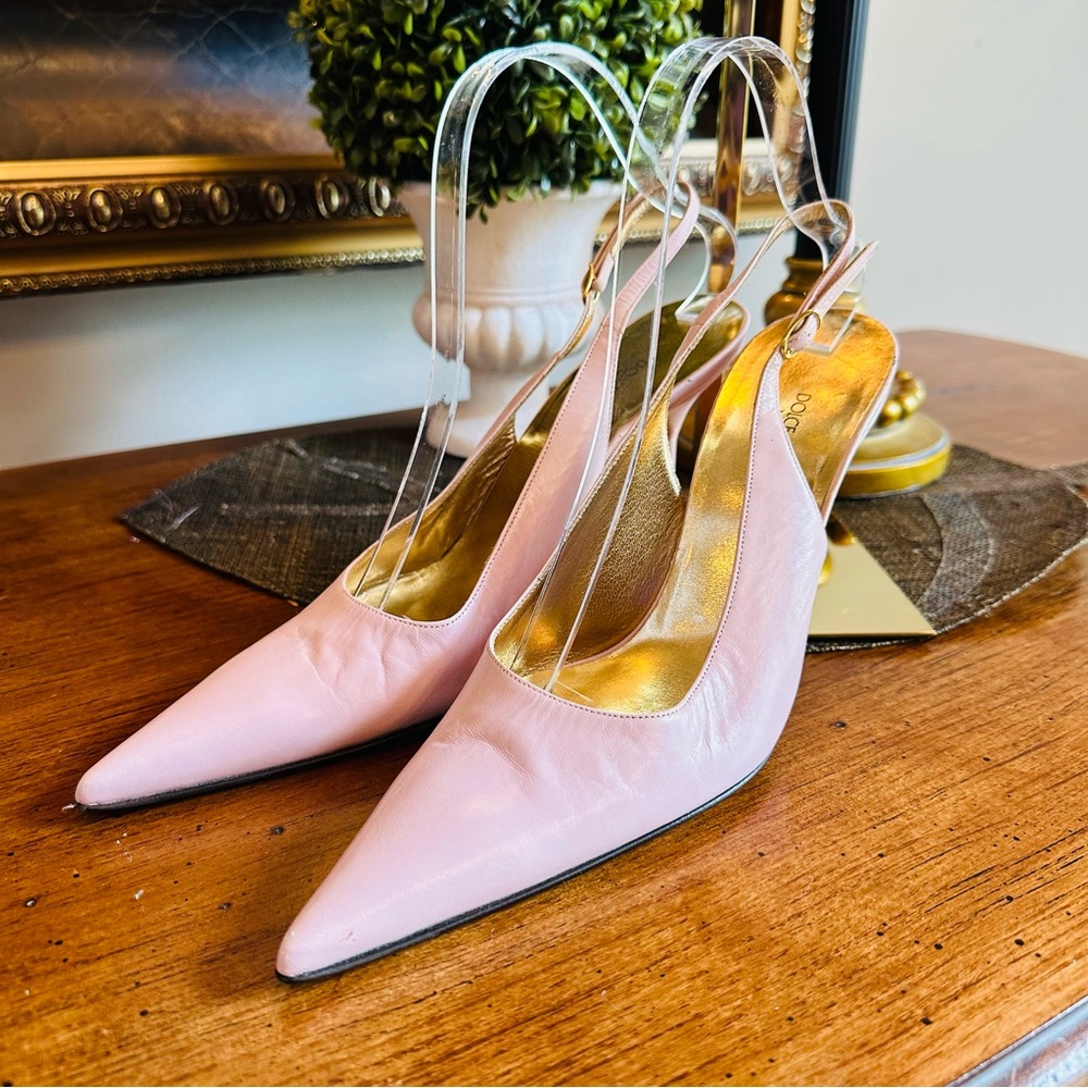 Dolce & Gabbana Pink Calfskin Slingback Stilettos Size 39.5 Italy